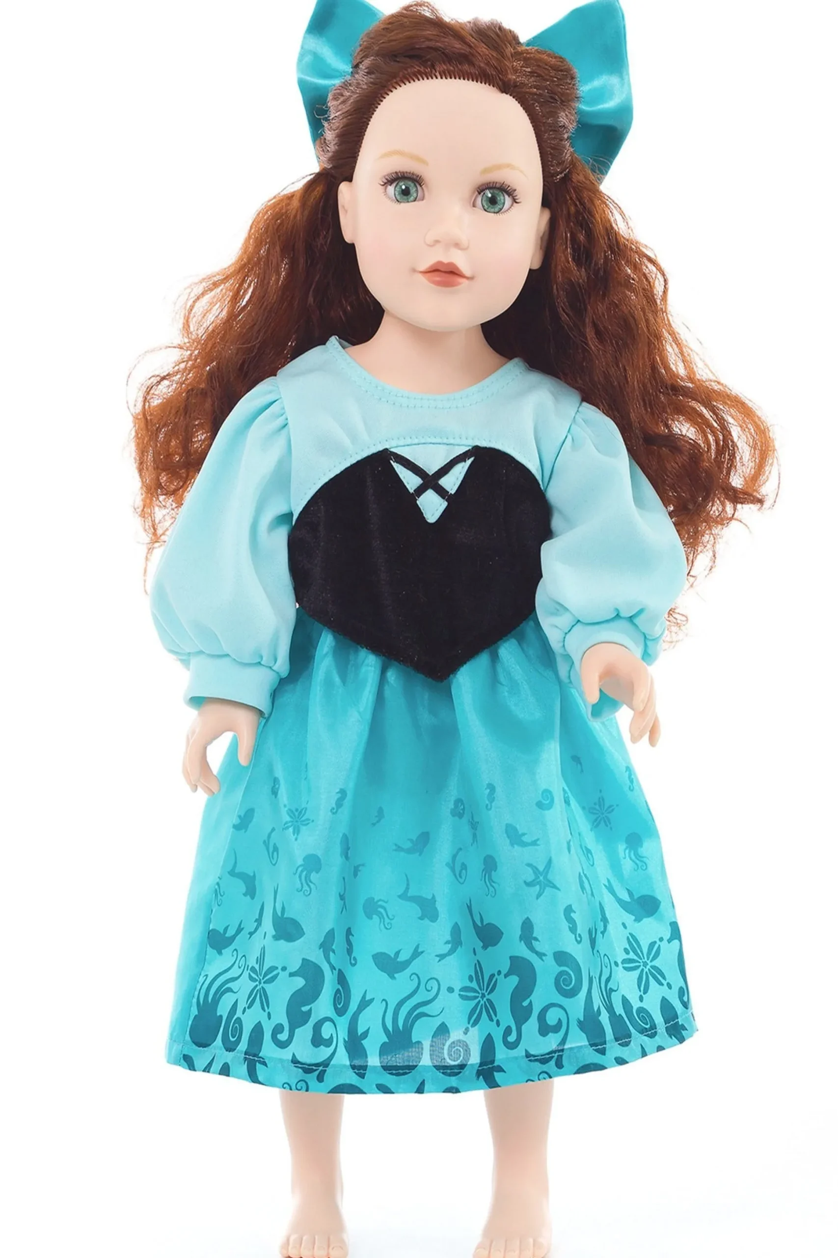 Little Adventures Doll Dress Mermaid Day Dress With Hair Bow> Doll Dress Ups