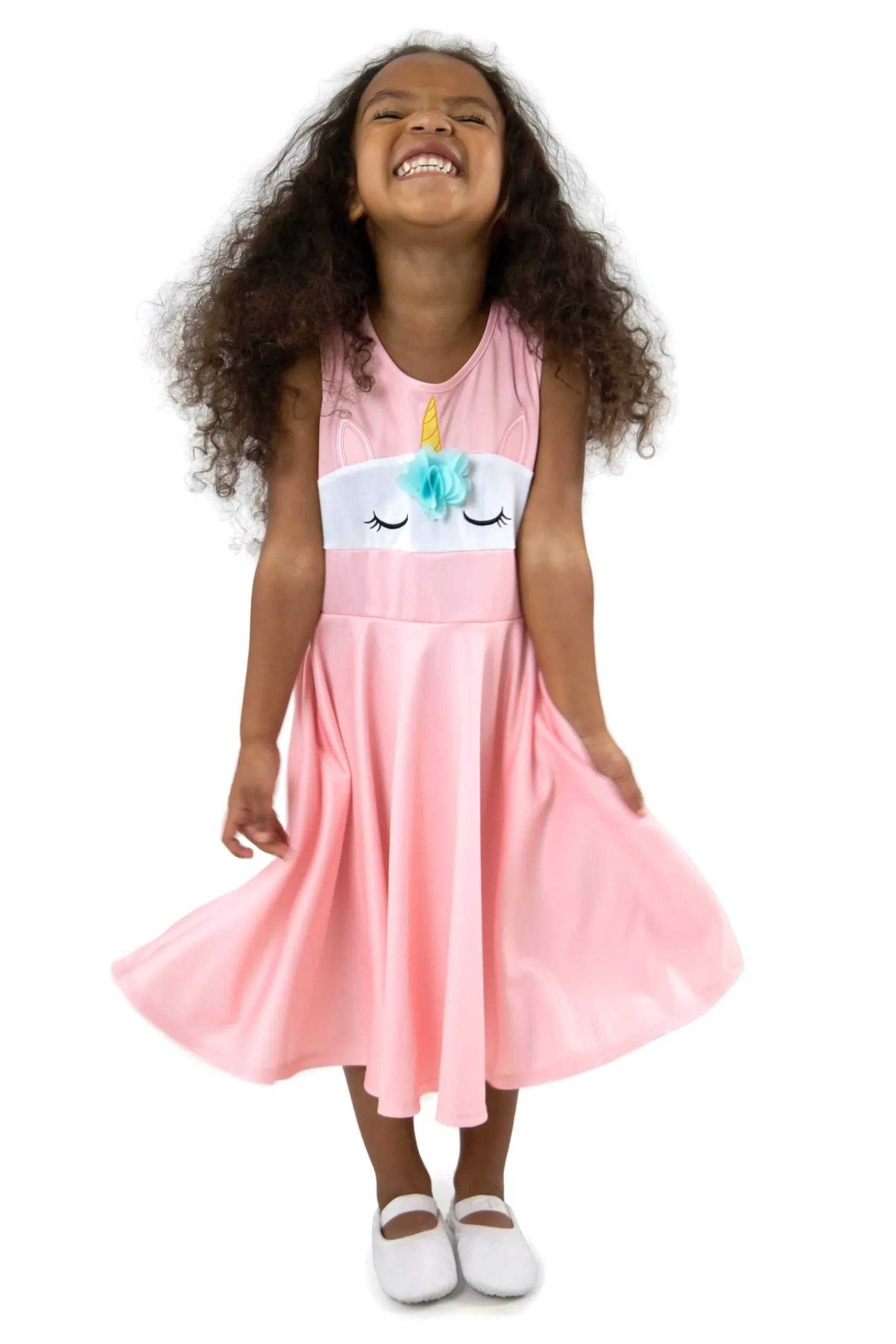 Little Adventures Unicorn Twirl Dress Pink> Twirl Dresses
